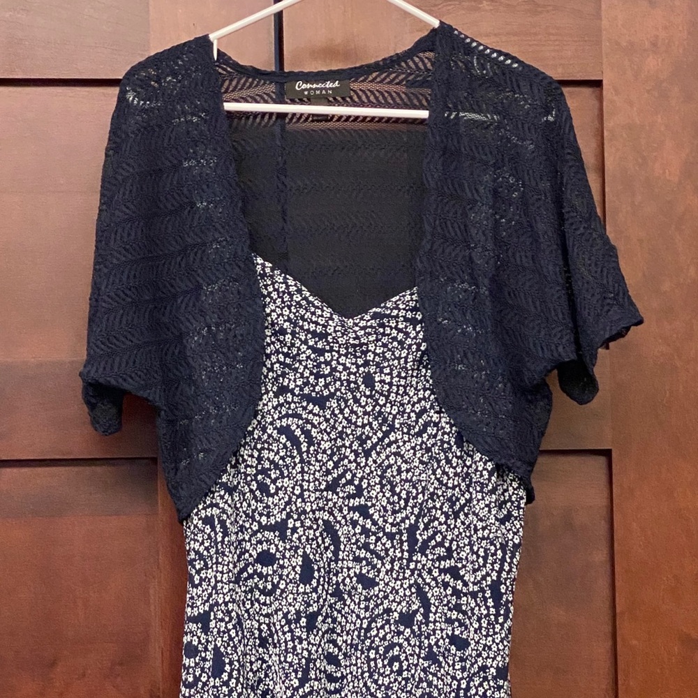 COPY - 16W  Navy & White Dress With Jacket